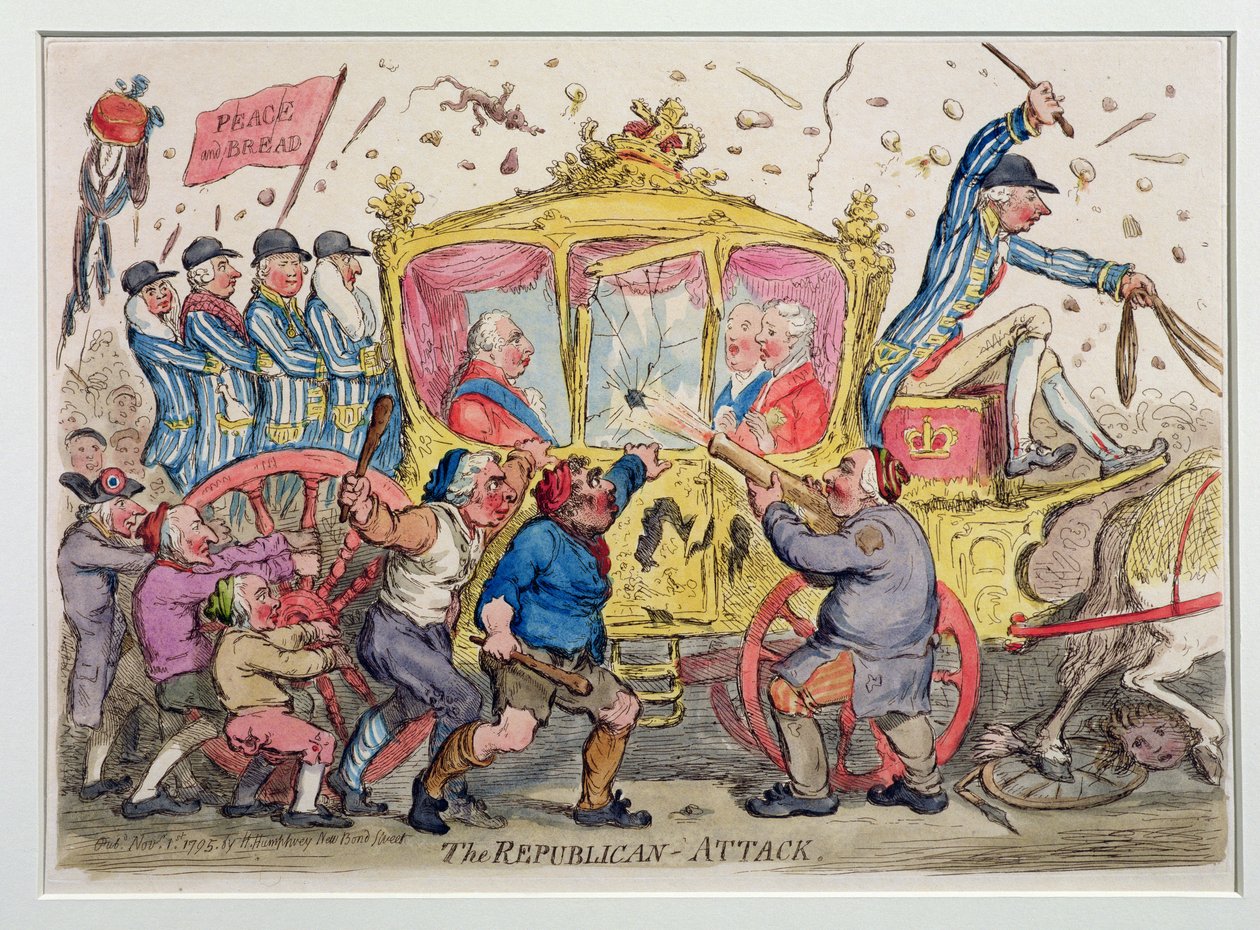 The Republican Attack , utgitt av Hannah Humphrey i 1795 (håndfarget etsning) av James Gillray