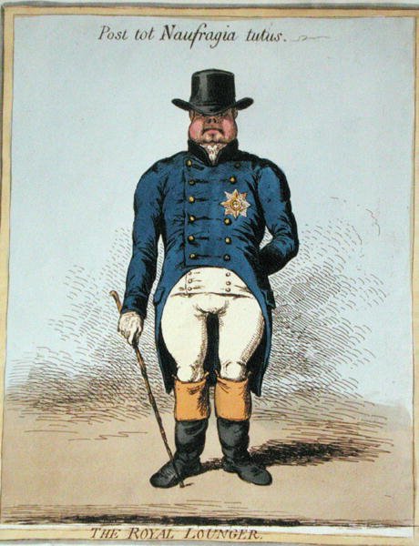 The Royal Lounger (håndfarget etsning) av James Gillray