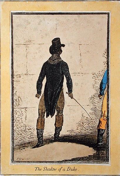 The Shadow of a Duke , utgitt av Hannah Humphrey i 1795 (håndfarget etsning) av James Gillray