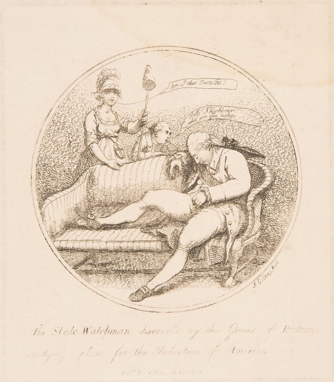 The State Watchman oppdaget av Genius of Britain av James Gillray
