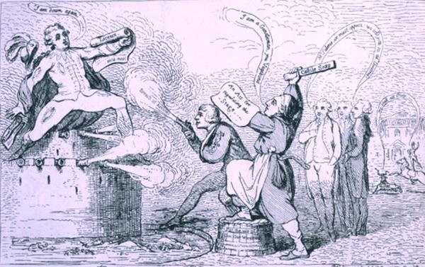 Theatrical War, utgitt av S.W. Fores i 1787 (etsing) av James Gillray