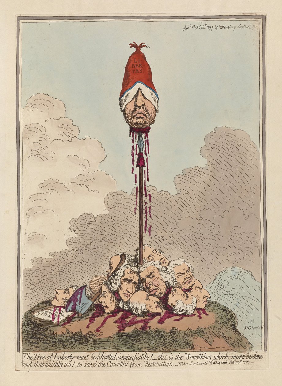 The Tree of Liberty Must Be Planted Immediately, publisert 1797 (håndfarget gravering) av James Gillray