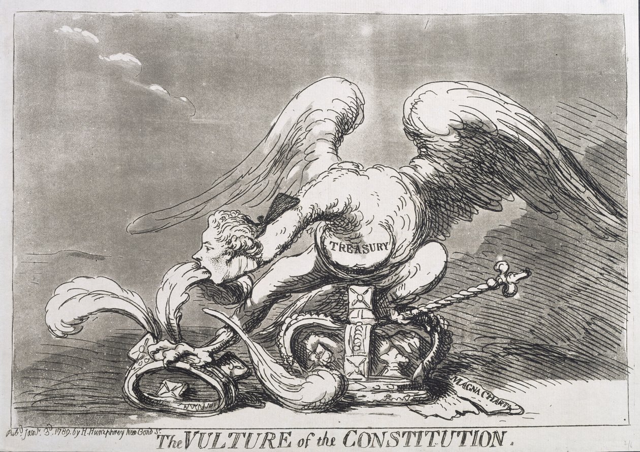 The Vulture of the Constitution, utgitt av Hannah Humphrey i 1789 av James Gillray