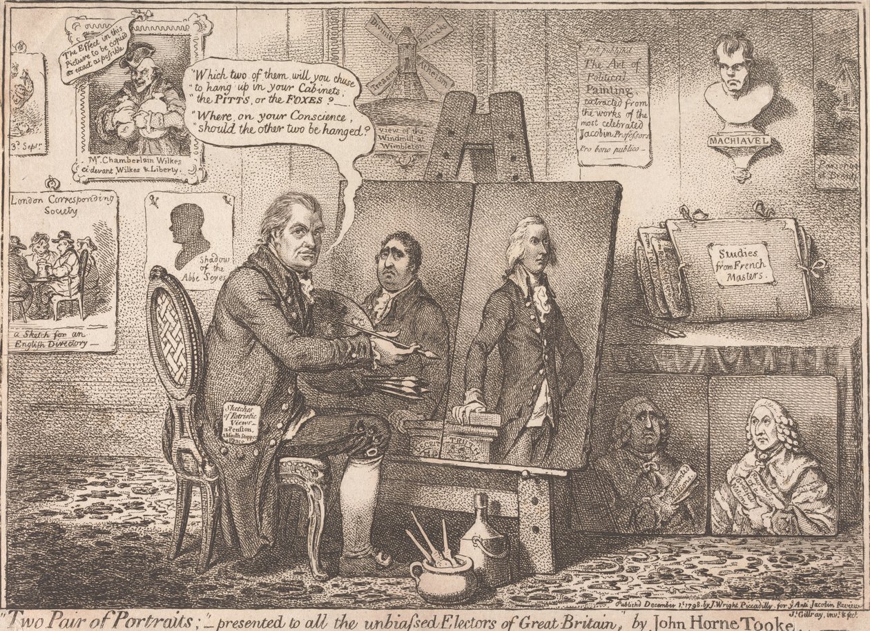 «To par portretter», presentert for alle de upartiske velgerne i Storbritannia av James Gillray