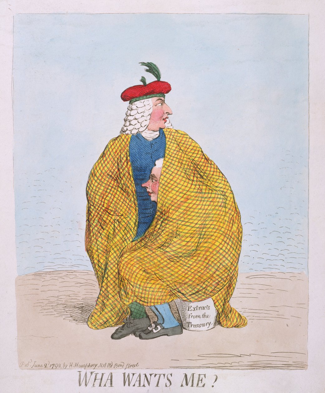 Wha Wants Me utgitt av Hannah Humphrey i 1792 (håndfarget etsning) av James Gillray