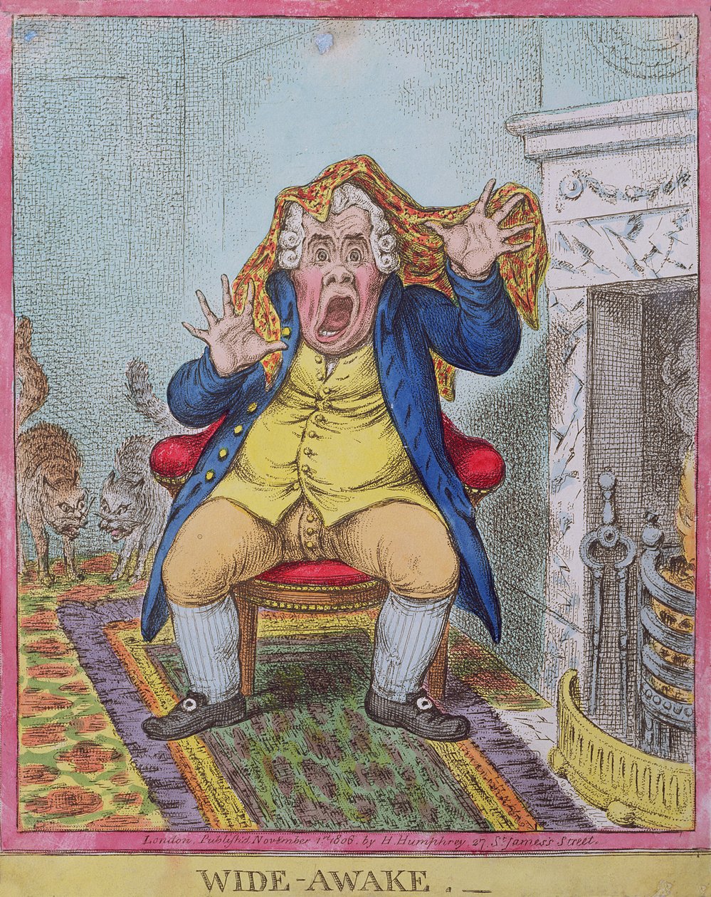 Wide Awake , utgitt av Hannah Humphrey i 1806 (håndfarget etsning) (se også 189788) av James Gillray