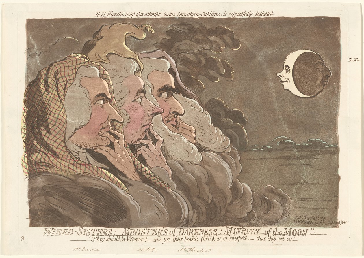Rare-søstre; Mørkets ministre; Minions av månen av James Gillray