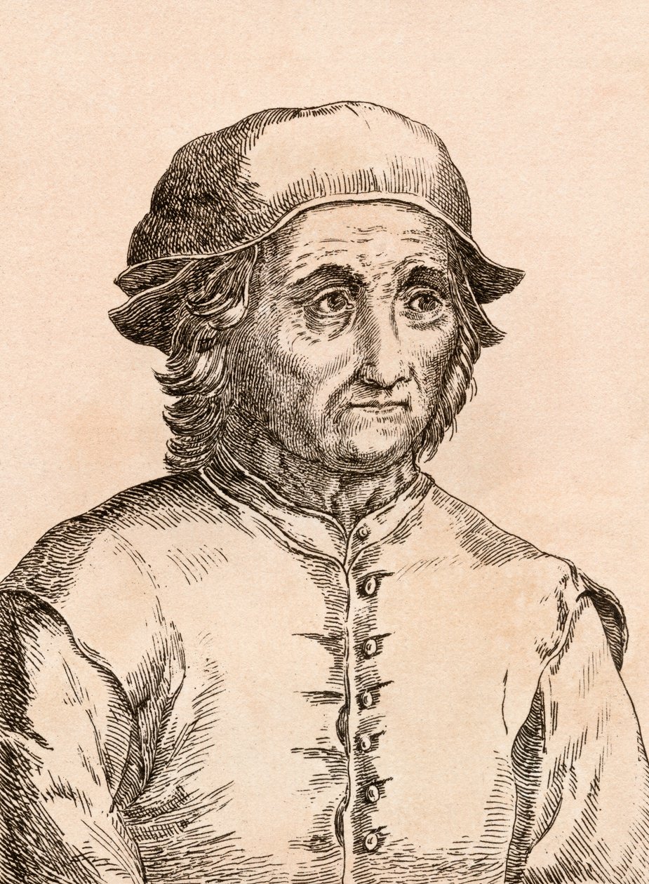 Hieronymus Bosch, illustrasjon fra '75 Portraits Of Celebrated Painters From Authentic Originals', utgitt i London, 1817 av James Girtin
