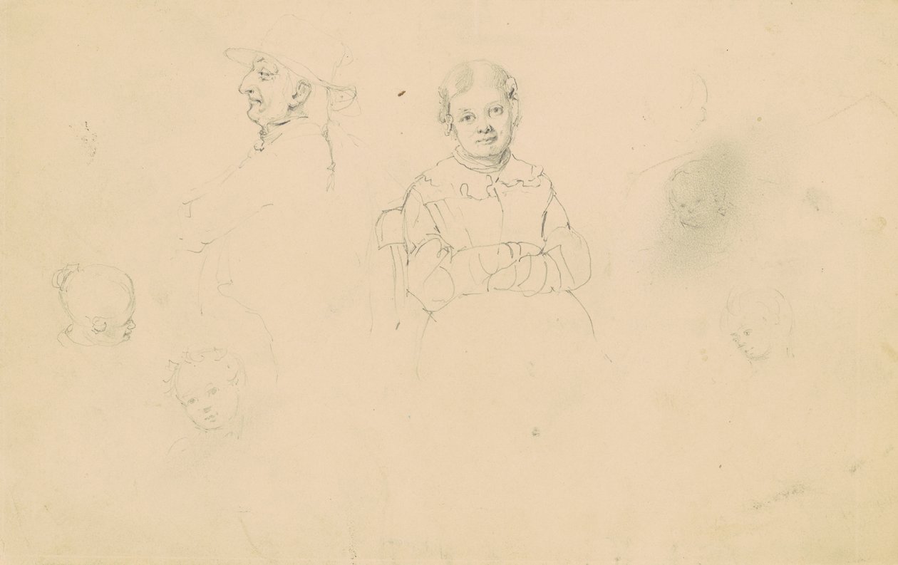 Studies of Figures, ca. 1836-43 (grafitt på vevd papir) av James Goodwin Clonney