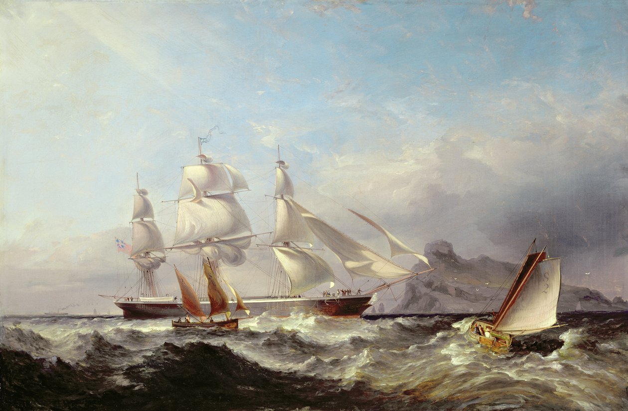 Et Clipper-skip utenfor Mumbles Lighthouse, Swansea av James Harris of Swansea