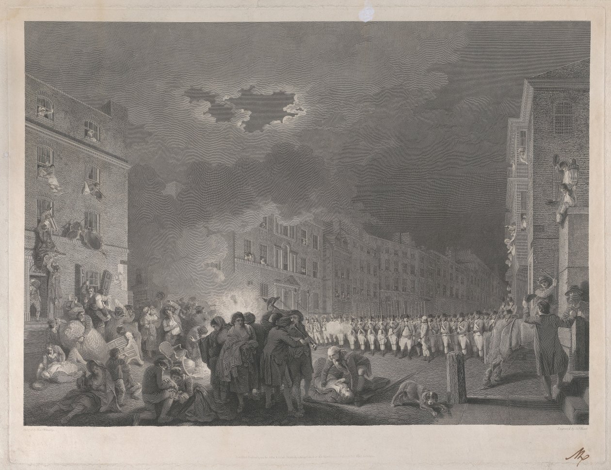 Opptøyene i Broad Street den sjuende juni 1780 av James Heath