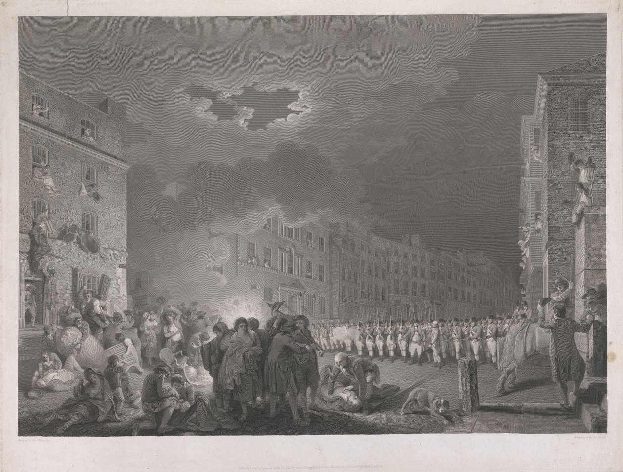 Opptøyene i Broad Street den sjuende juni 1780 av James Heath