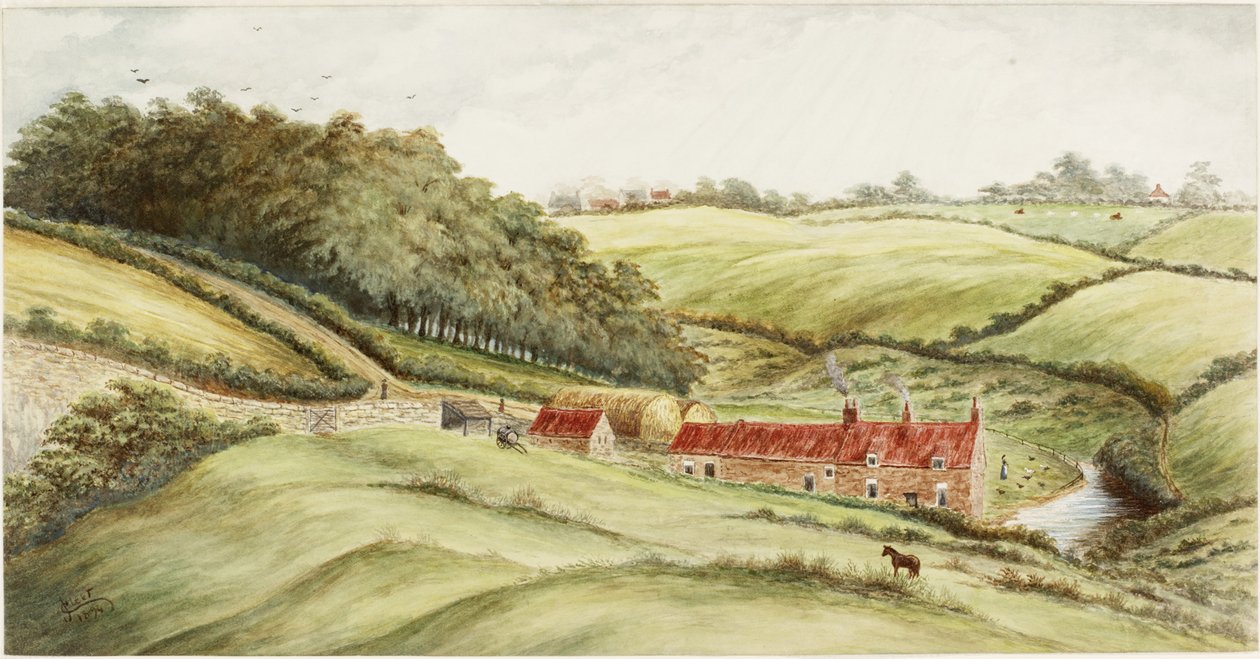 Hedworth Farm (akvarell, kroppsfarge og blyant på papir) av James Henry Cleet