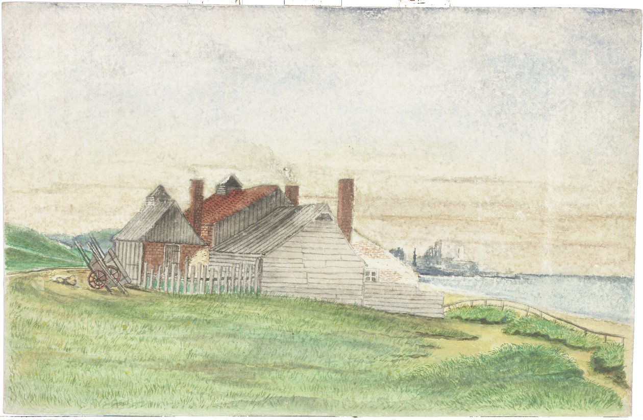 Herons Cottage (akvarell og kroppsfarge på kort) av James Henry Cleet
