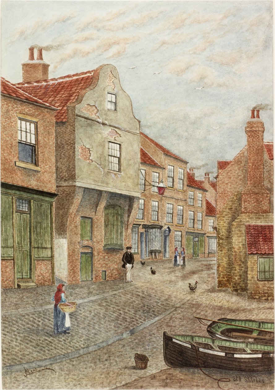 Old Shields (akvarell, kroppsfarge og blyant på papir lagt på kort) av James Henry Cleet