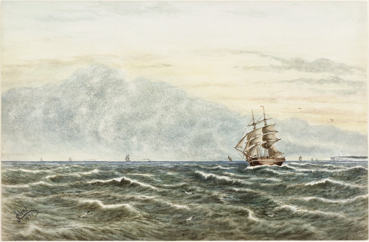 Fraktscene utenfor Tynemouth (akvarell, kroppsfarge og blyant på papir) av James Henry Cleet