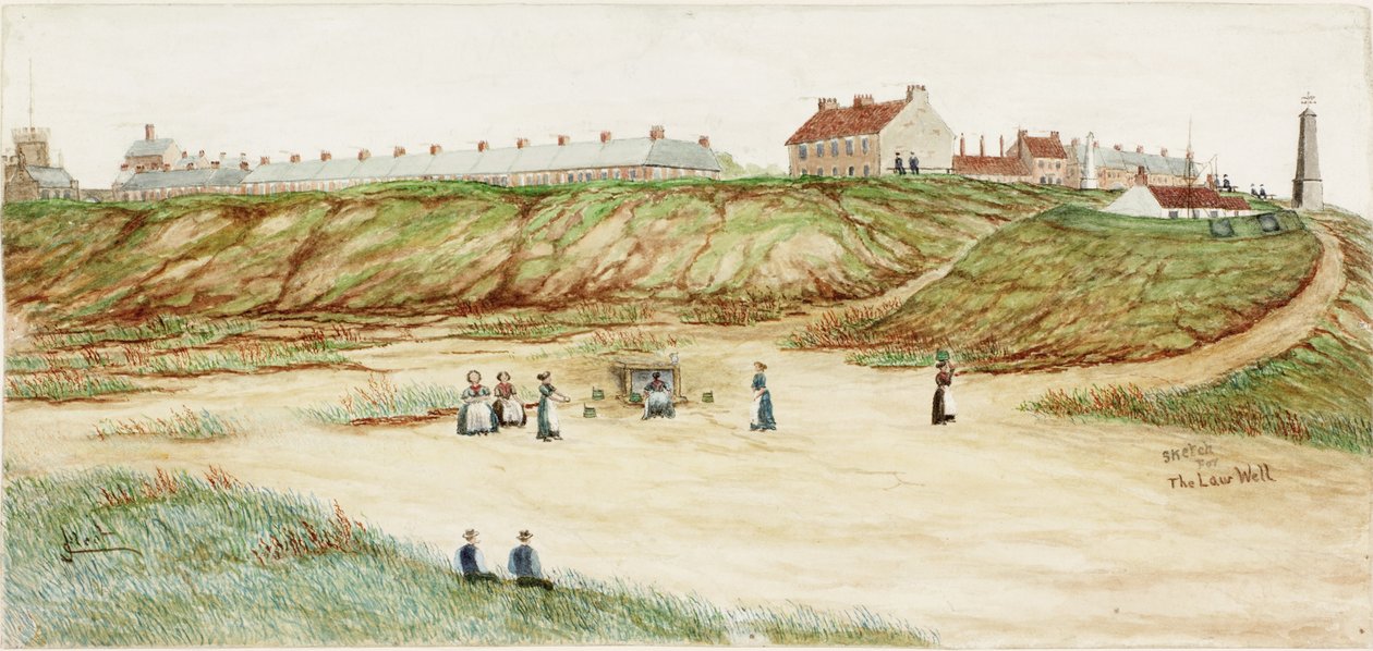 Sketch for the Law Well (akvarell, kroppsfarge og blyant på papir) av James Henry Cleet