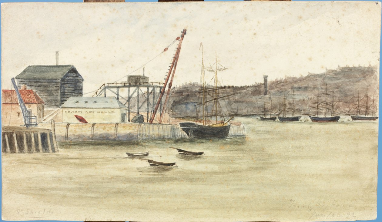 Trinity Boy House (akvarell, kroppsfarge og blyant på papir festet på kortet) av James Henry Cleet
