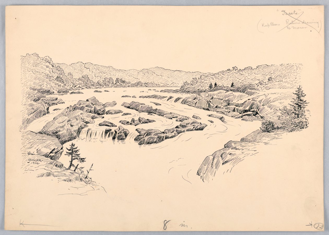 River Rapids, Design for Washington Board of Trade Dinner, 13. mai 1908 av James Henry Moser