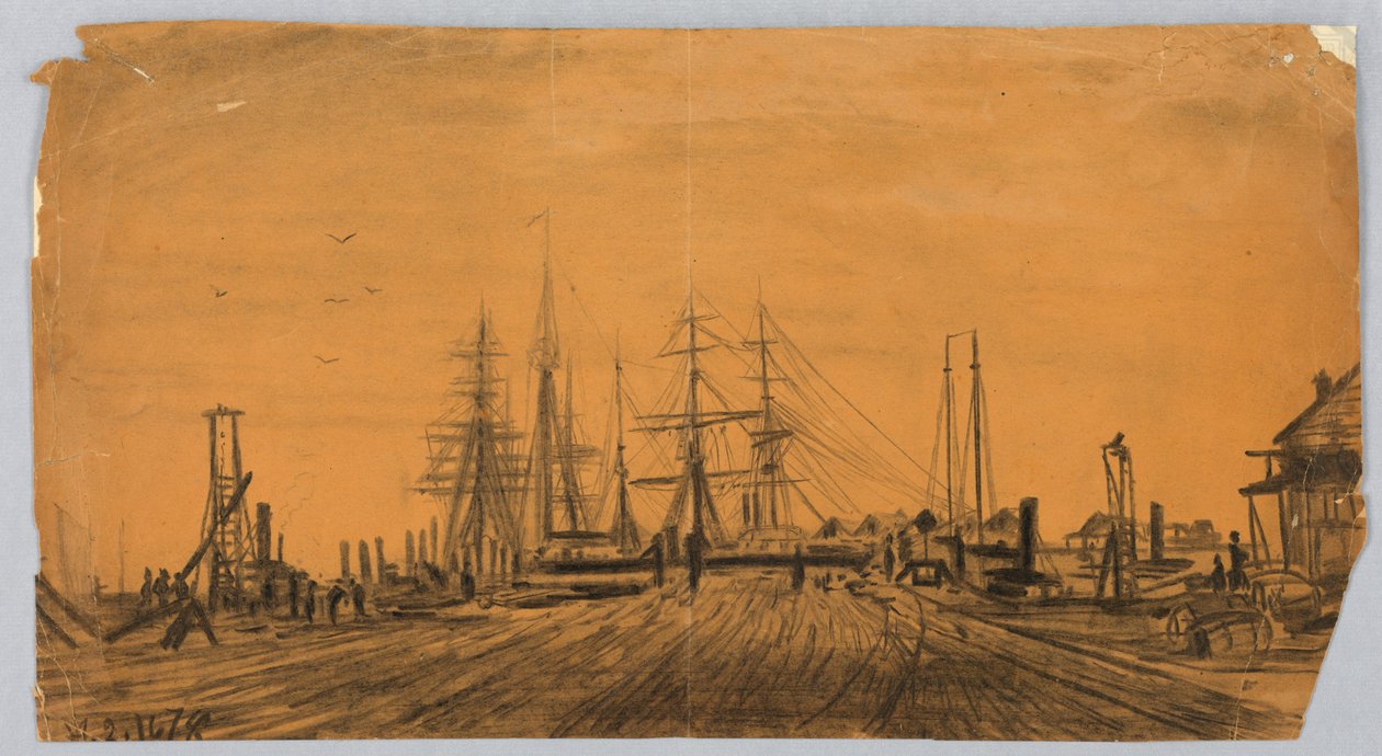 Verft og brygge av James Henry Moser