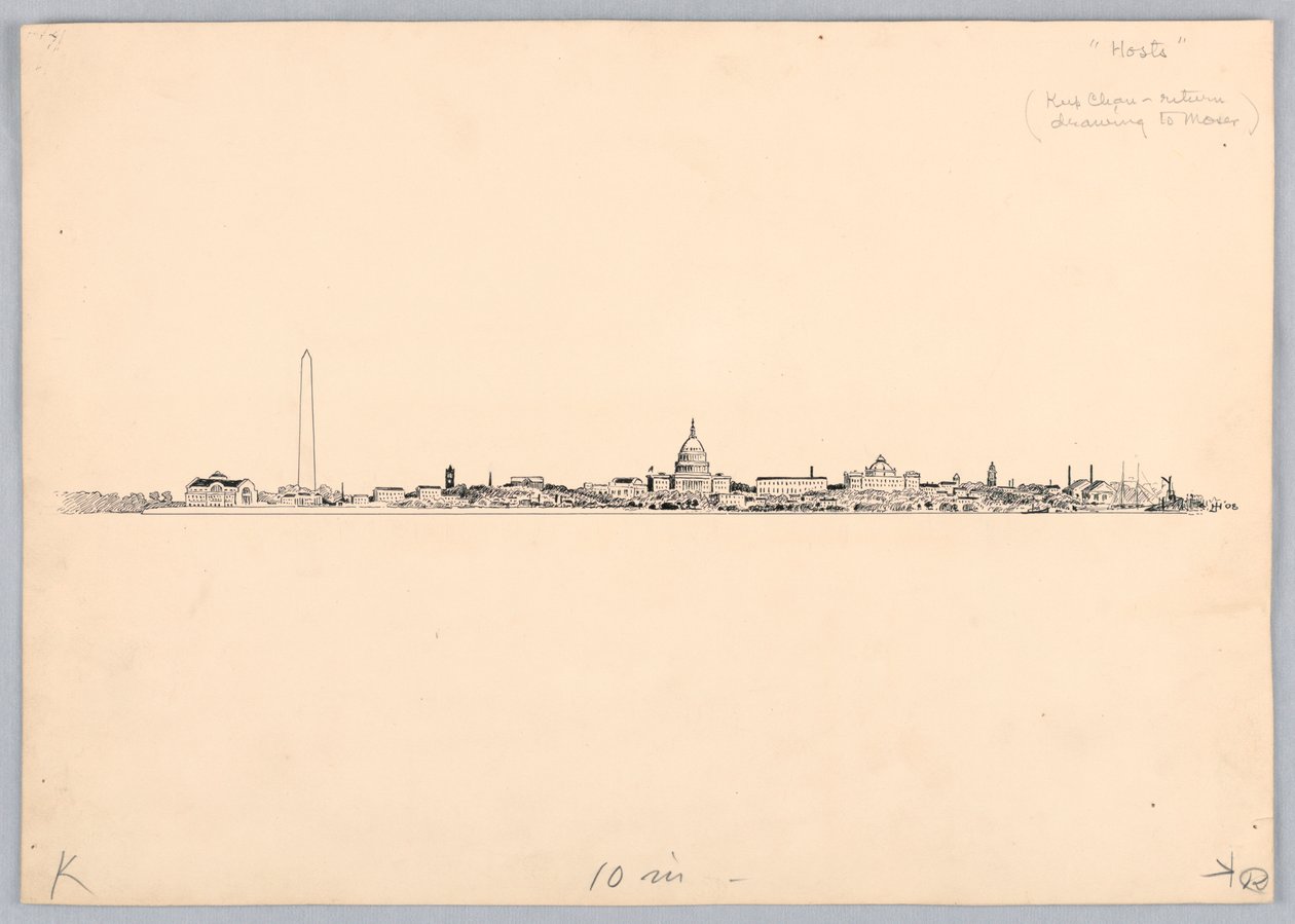 Washington Skyline, Design for Washington Board of Trade Dinner, 13. mai 1908 av James Henry Moser