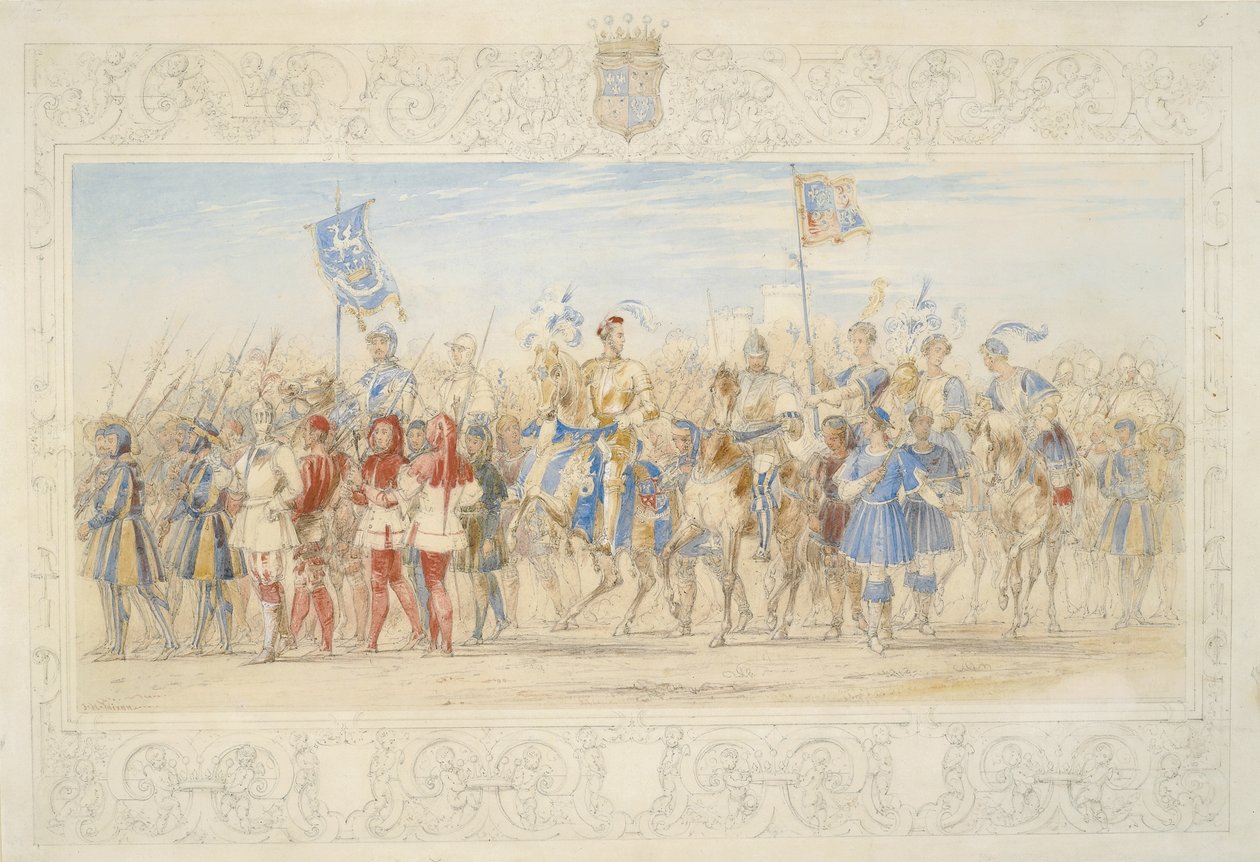 Archibald William Montgomerie, Earl of Eglinton, Lord of the Tournament (blyant, wc og kroppsfarge på papir) av James Henry Nixon