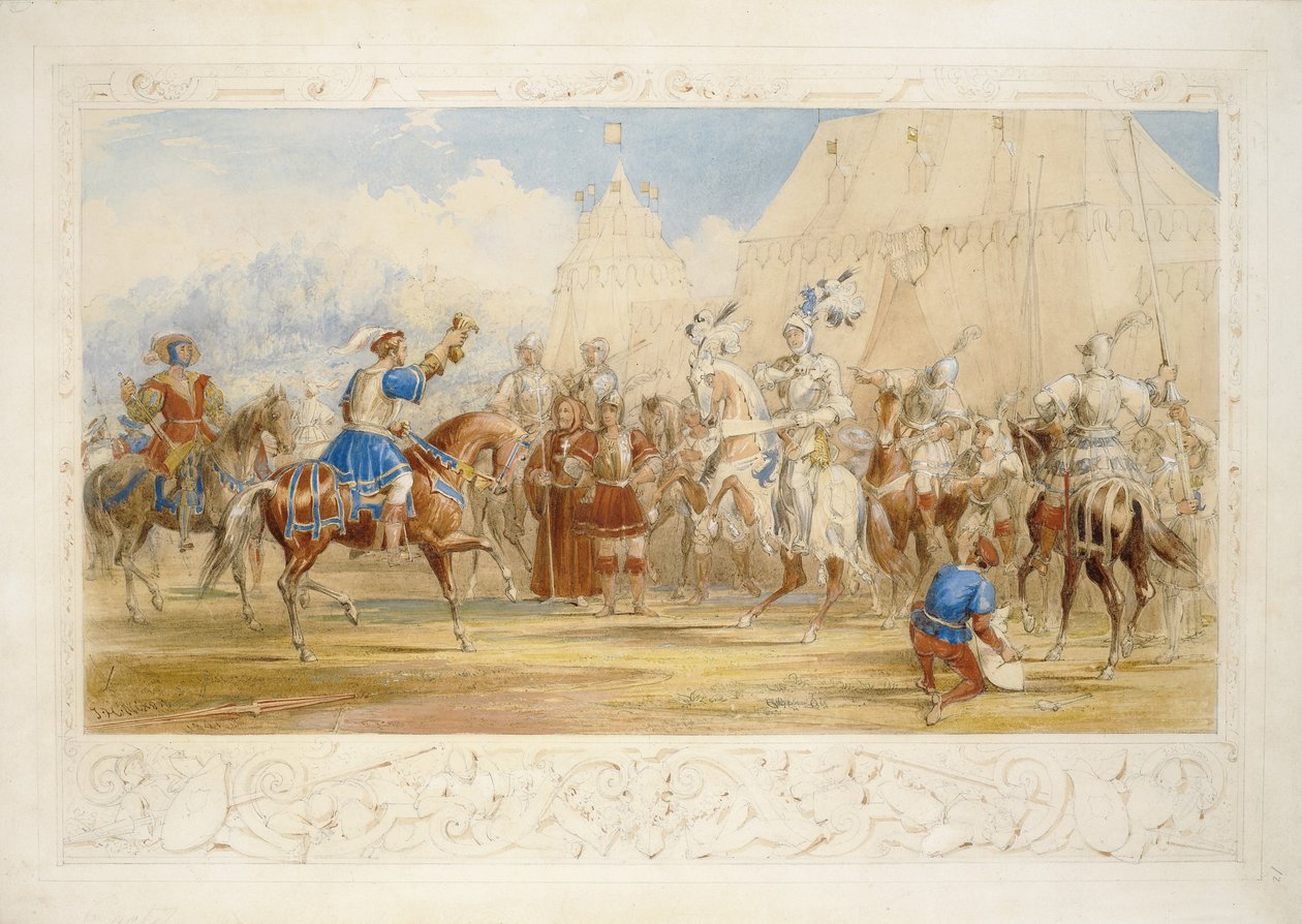 The Challenge, 1841 (blyant, wc og kroppsfarge på papir) av James Henry Nixon
