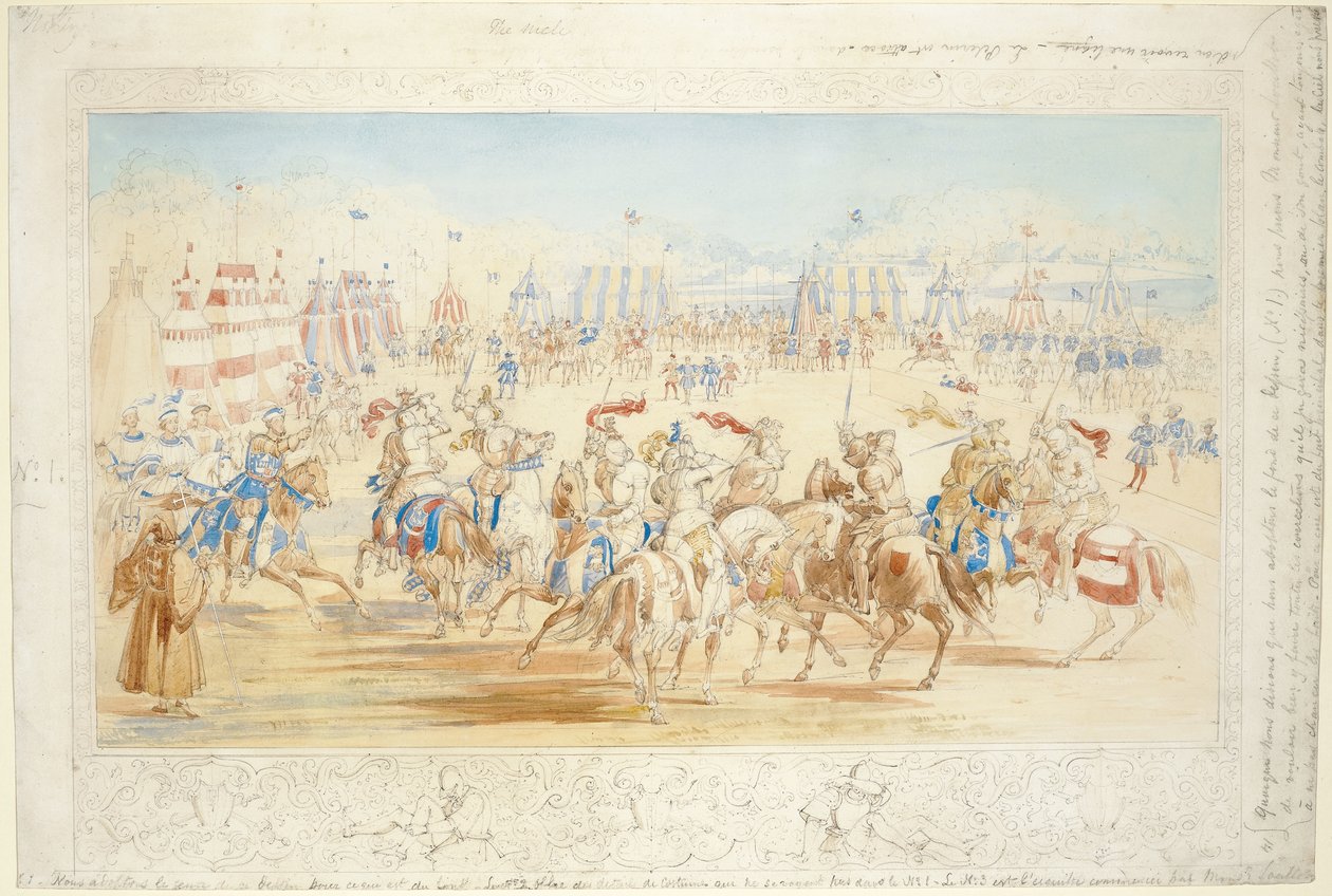 The Melee (nr. 1), 1839 (blyant og wc på papir) av James Henry Nixon