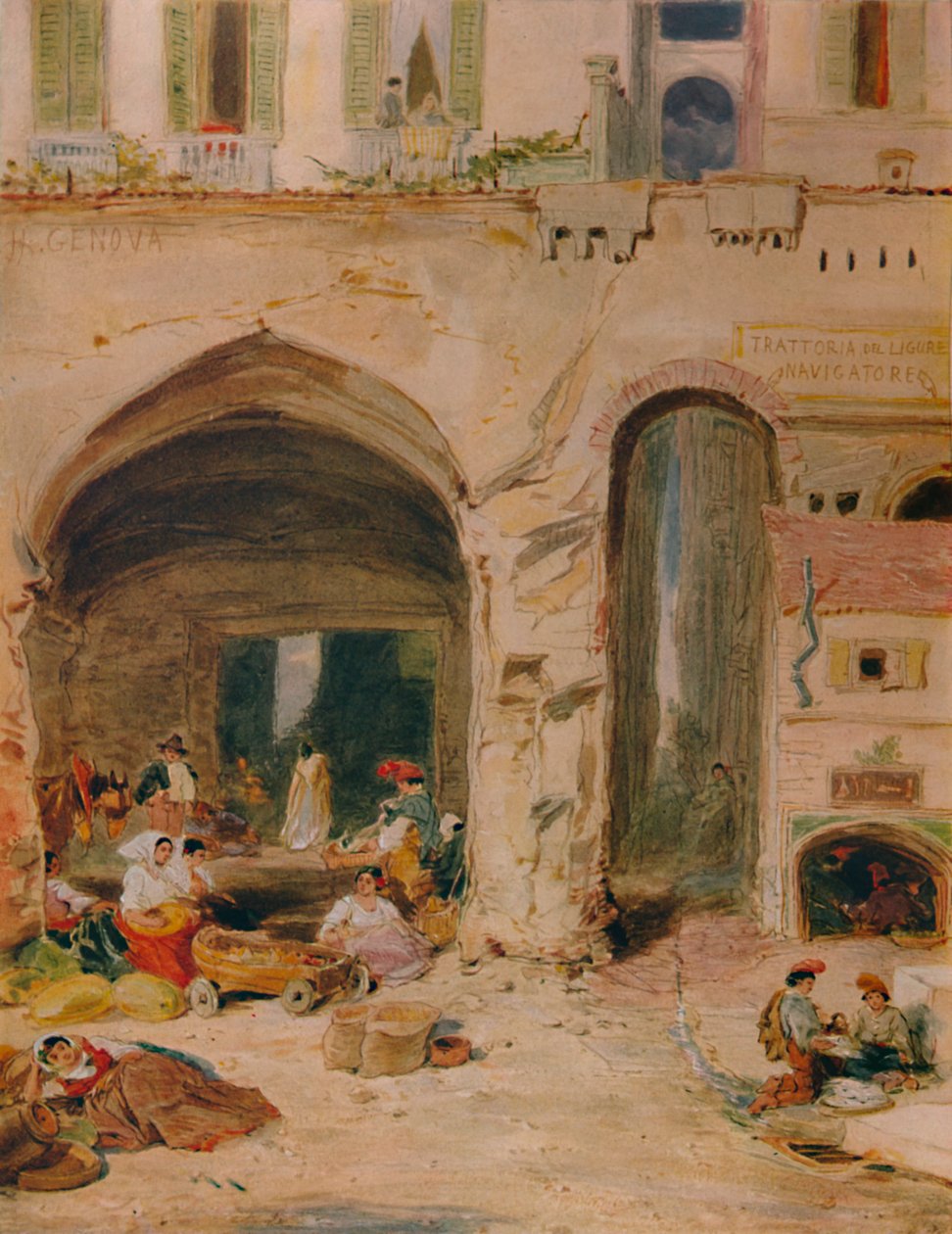 En gårdsplass i Genova, c1850, 1935 av James Holland