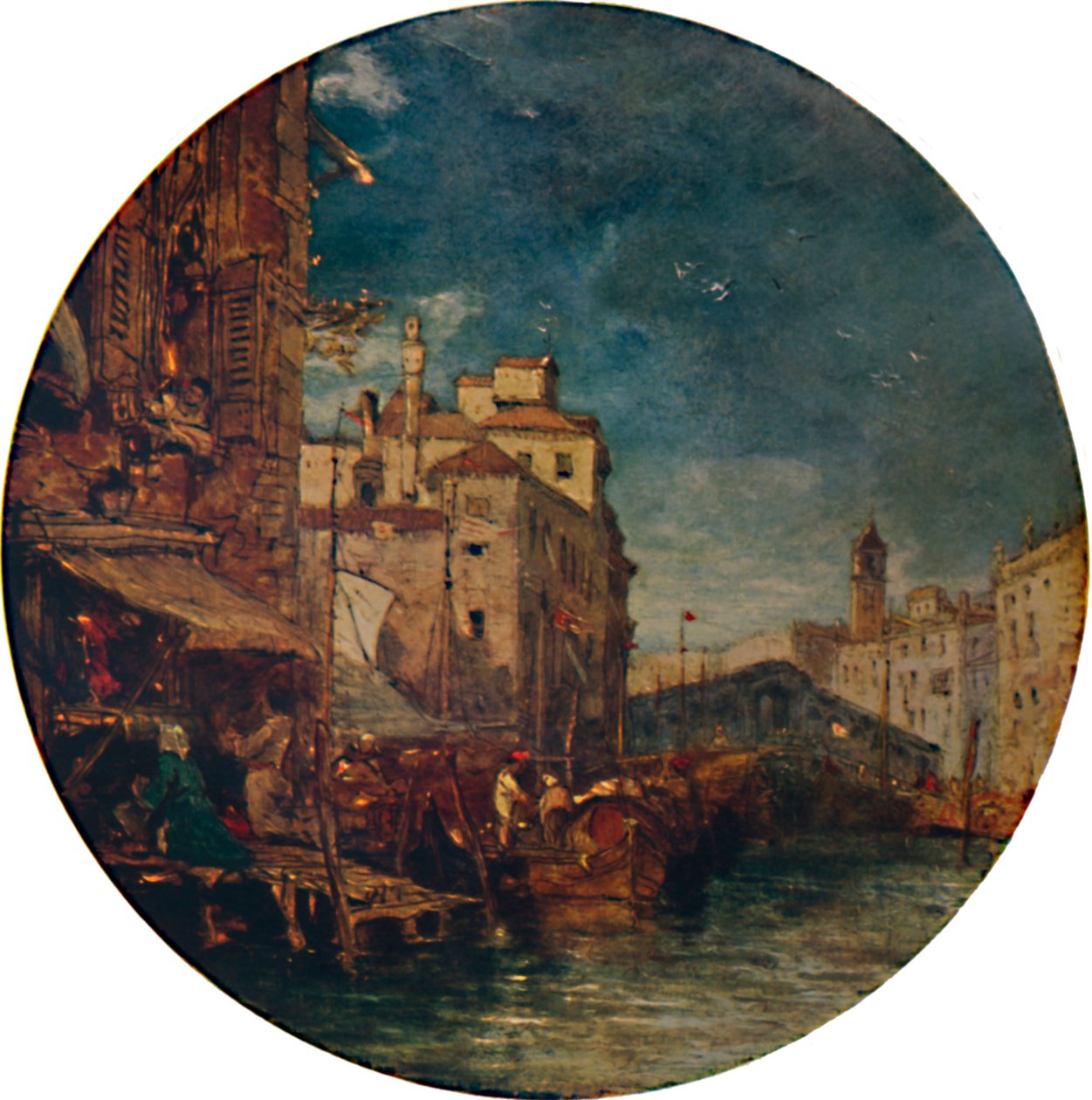 En utsikt over Canal Grande, Venezia, med Rialto i det fjerne, c1850, 1935 av James Holland