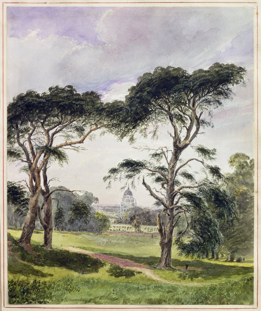 Greenwich Hospital fra Greenwich (akvarell på papir) av James Holland