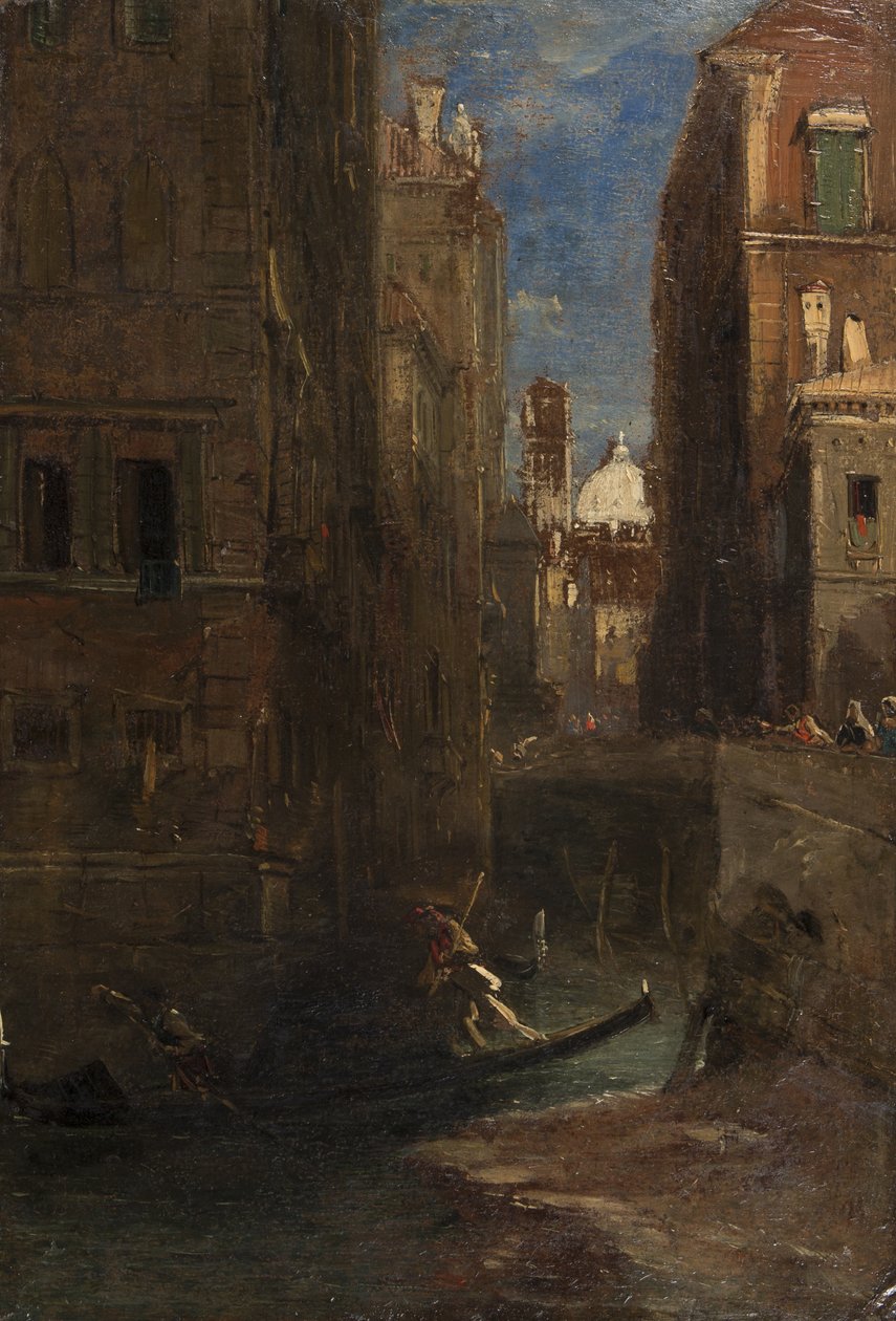 Ser mot San Giorgio dei Greci, Venezia, 1844 (olje på kort) av James Holland