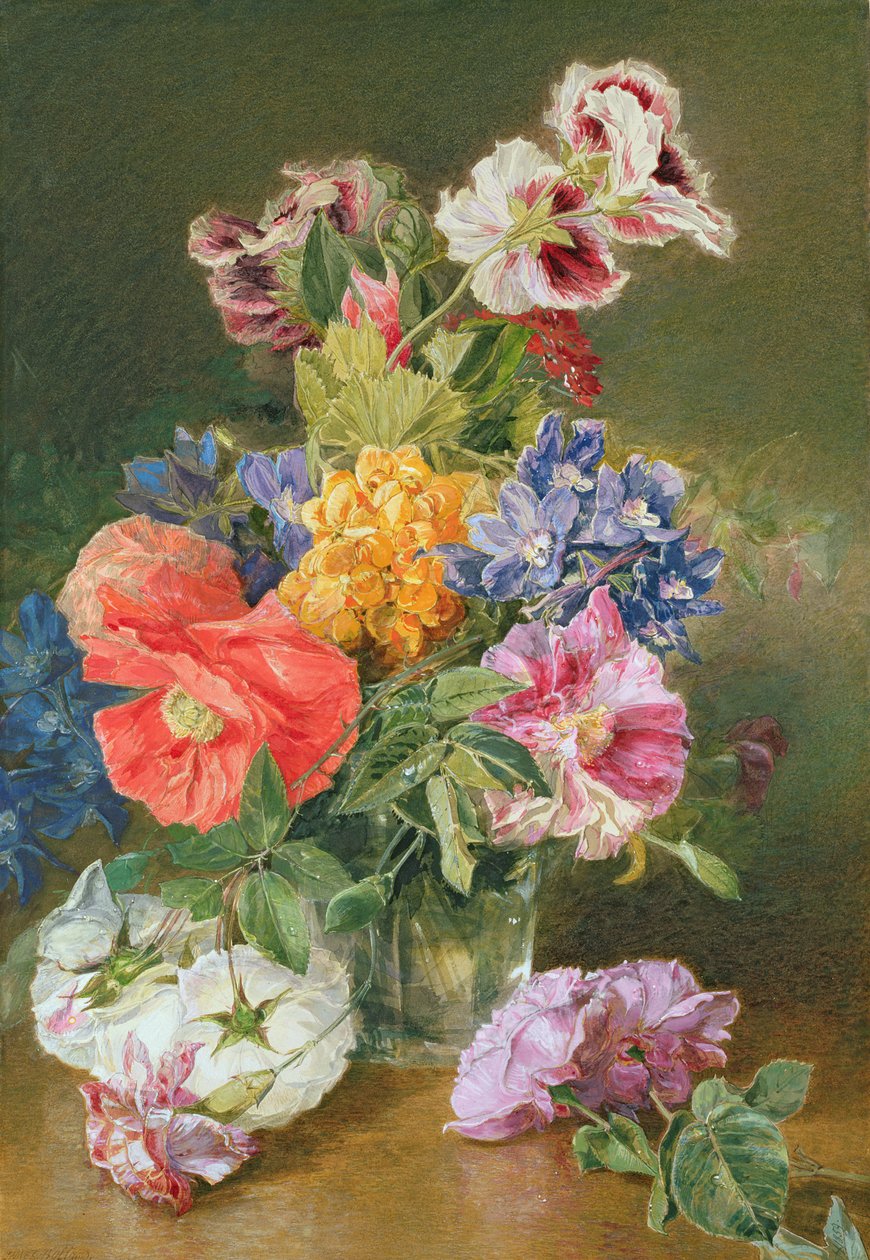 Roser, Valmue og Pelargonia av James Holland