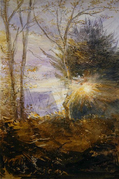 Sunrise, Abinger, Surrey (akvarell på papir) av James Holland