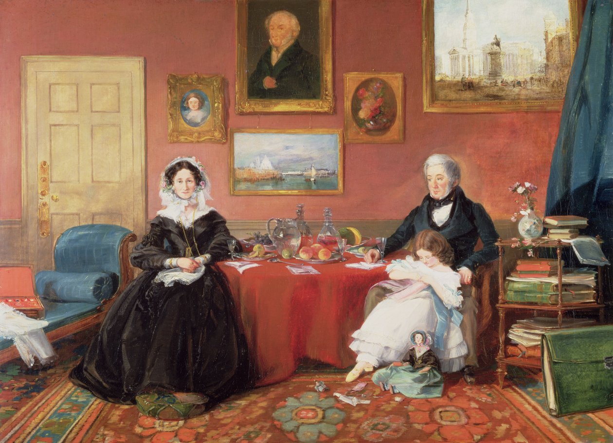 Familien Langford i salongen deres, 1841 av James Holland