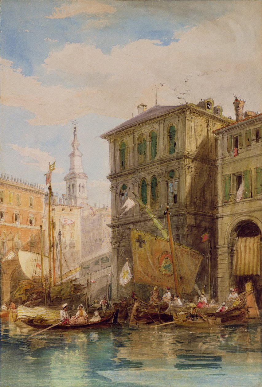 Palazzo Dei Camerlenghi, Venezia, ca. 1835-55 (blyant og akvarell) av James Holland