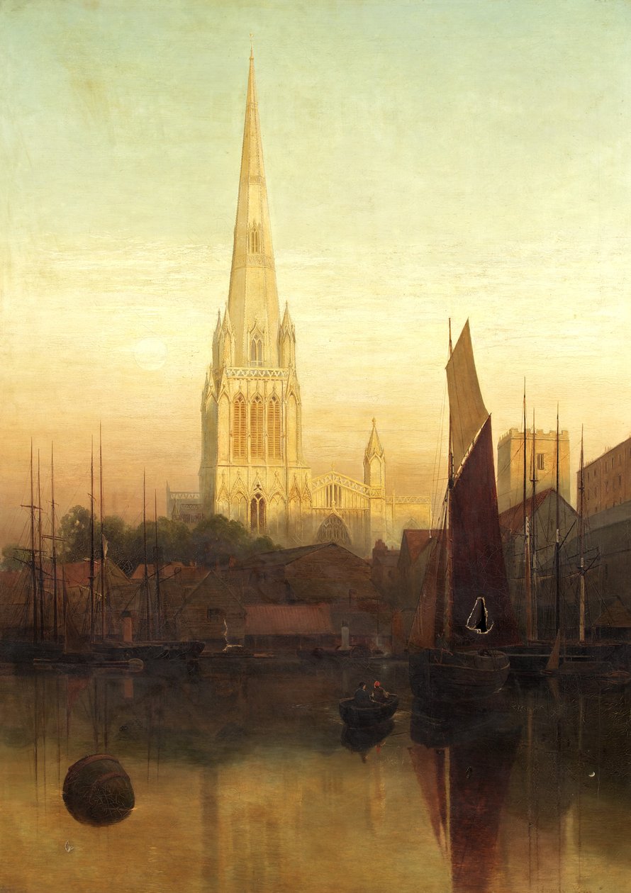 St Mary Redcliffe, Bristol, muligens 1886 (olje på lerret) av James Jackson Curnock