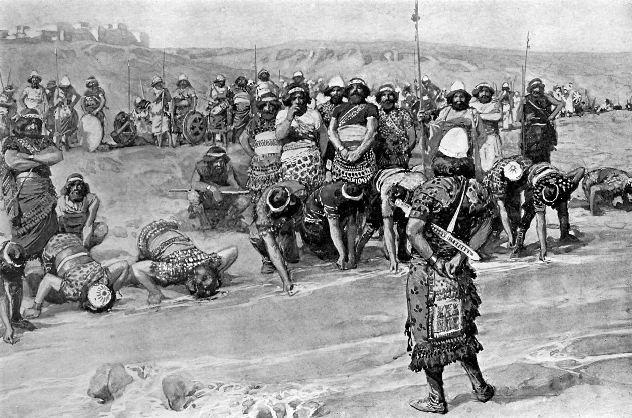 Gideon velger de tre hundre av Tissot - Bibelen av James Jacques Joseph (after) Tissot