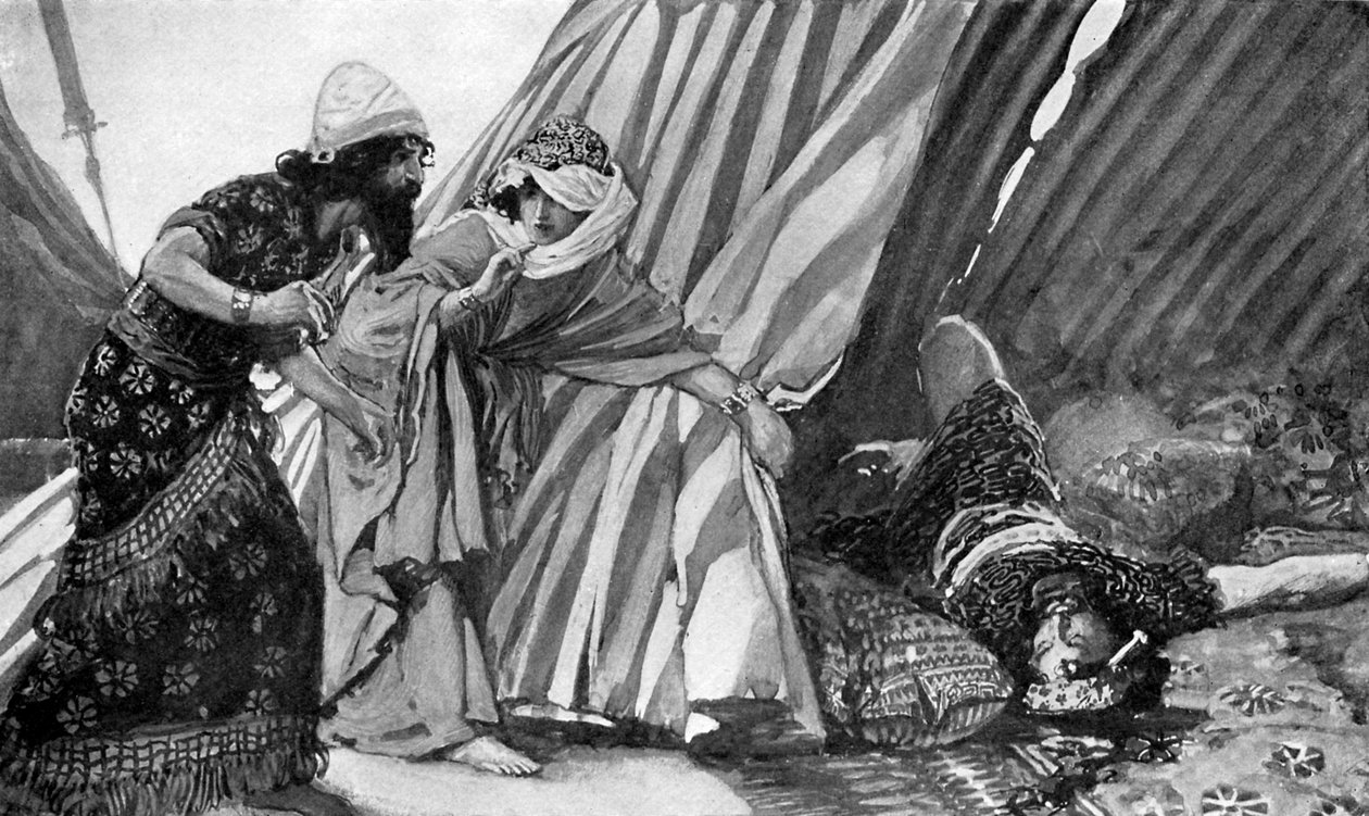 Jael showing Barak the dead Sisera - Bible av James Jacques Joseph (after) Tissot