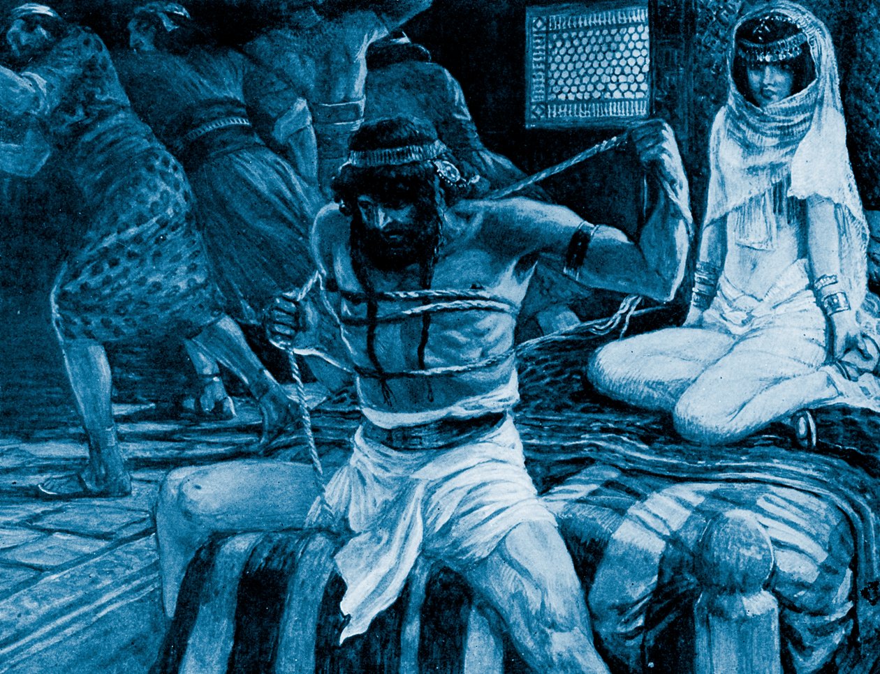 Samson bryter snorene sine av J James Tissot - Bibelen av James Jacques Joseph (after) Tissot