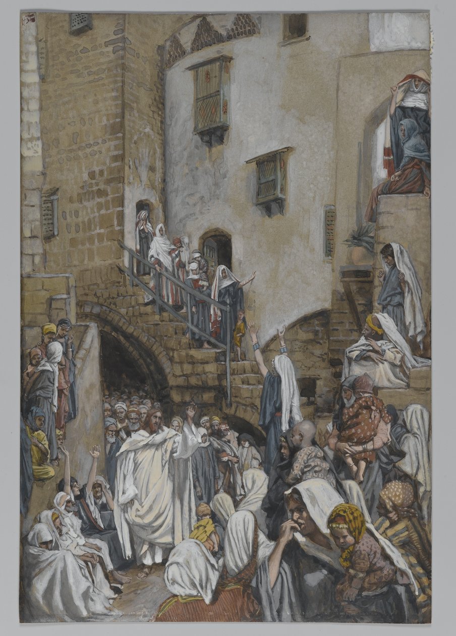 A Woman Cries Out in the Crowd, illustrasjon fra The Life of Our Lord Jesus Christ, 1886-94 (wc over grafitt på papir) av James Jacques Joseph Tissot
