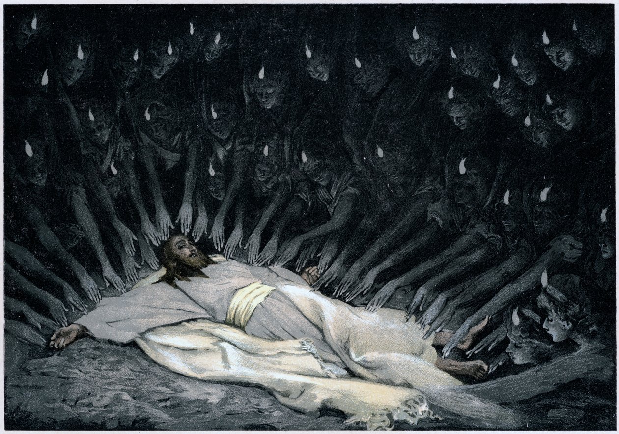 Engler som tjener Jesus etter at Djevelen har forlatt ham, 1897 av James Jacques Joseph Tissot
