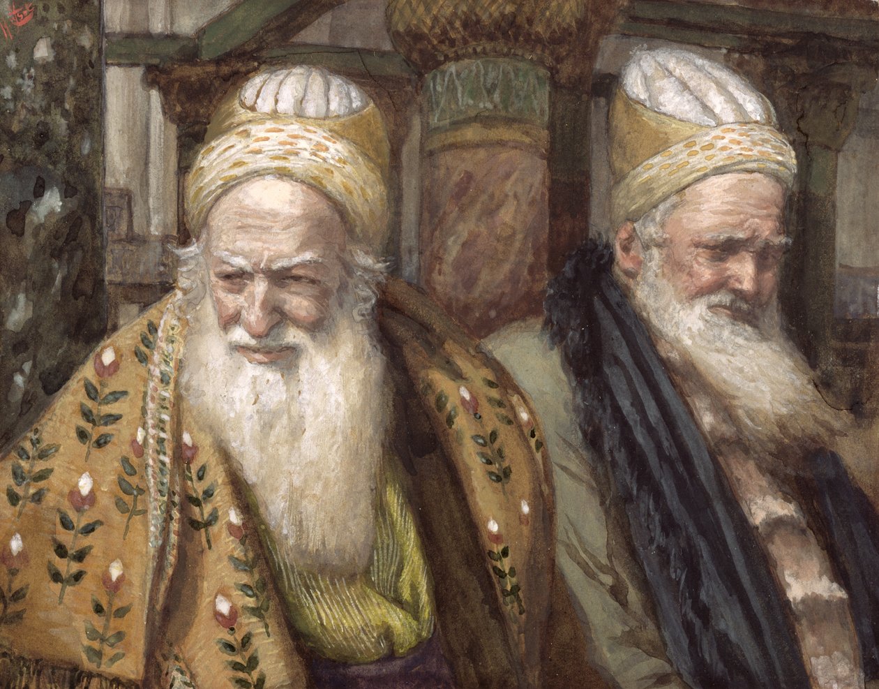 Annas og Kaifas, illustrasjon for The Life of Christ, ca. 1886-94 (wc & gouache på papp) av James Jacques Joseph Tissot