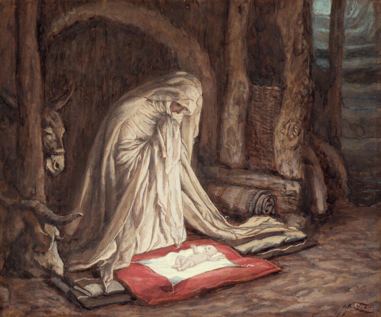 Birth of Our Lord Jesus Christ, illustrasjon for The Life of Christ, ca. 1886-94 (gouache på papp) av James Jacques Joseph Tissot