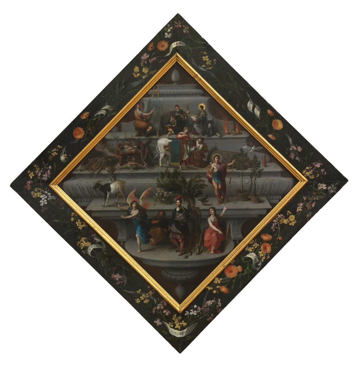 Blazon of the Chambers of Retoric "De Violieren" (olje på panel) av James Jacques Joseph Tissot