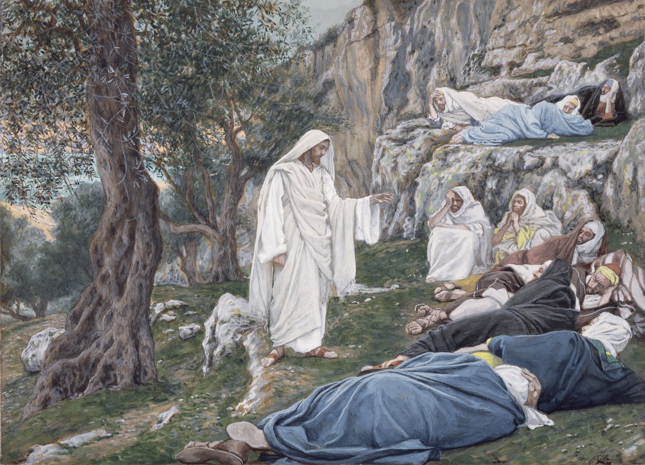 Kristus befaler sine disipler å hvile, illustrasjon for The Life of Christ, ca. 1886-94 (wc og gouache på papp) av James Jacques Joseph Tissot