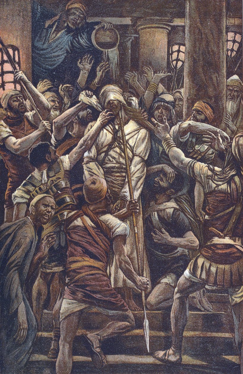 Kristus hånet i Josef Kaifus#39; hus av James Jacques Joseph Tissot