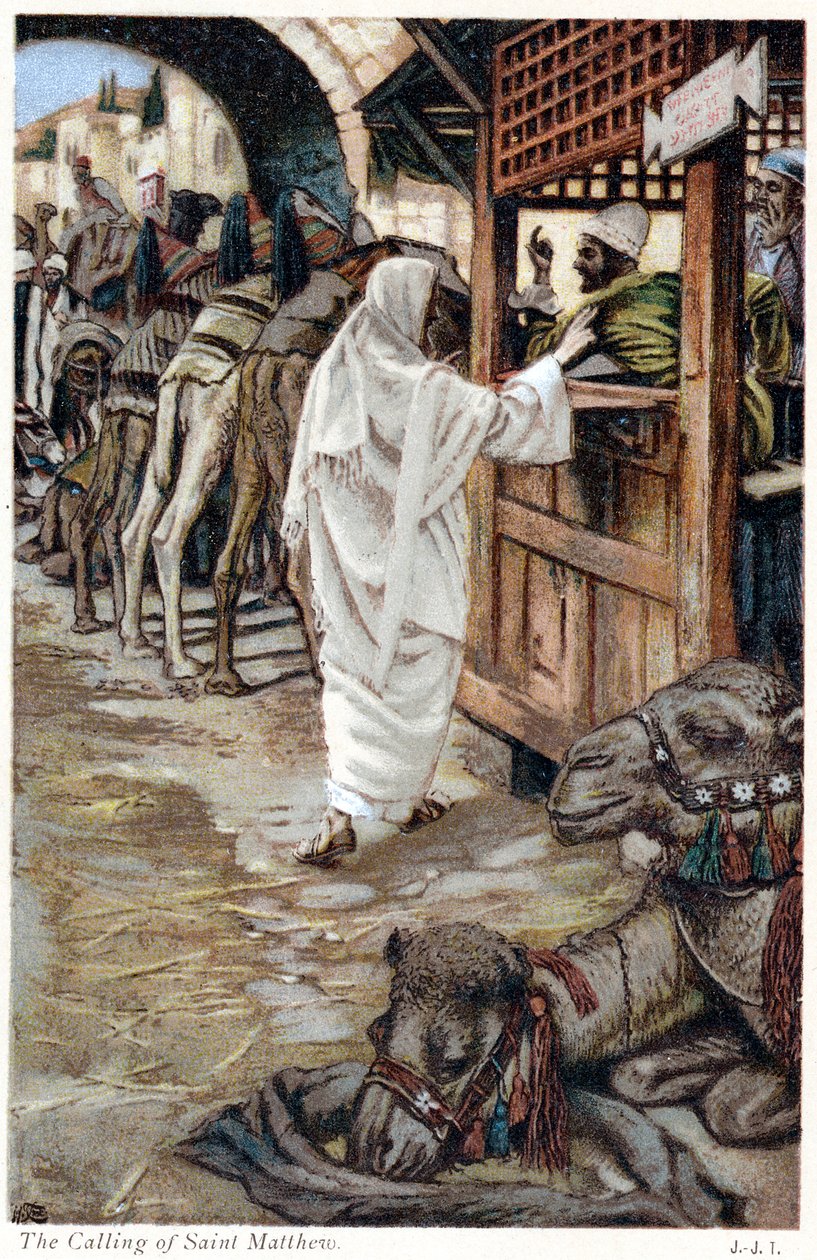 Kristus kaller Matteus, skatteoppkreveren, ca 1890 av James Jacques Joseph Tissot