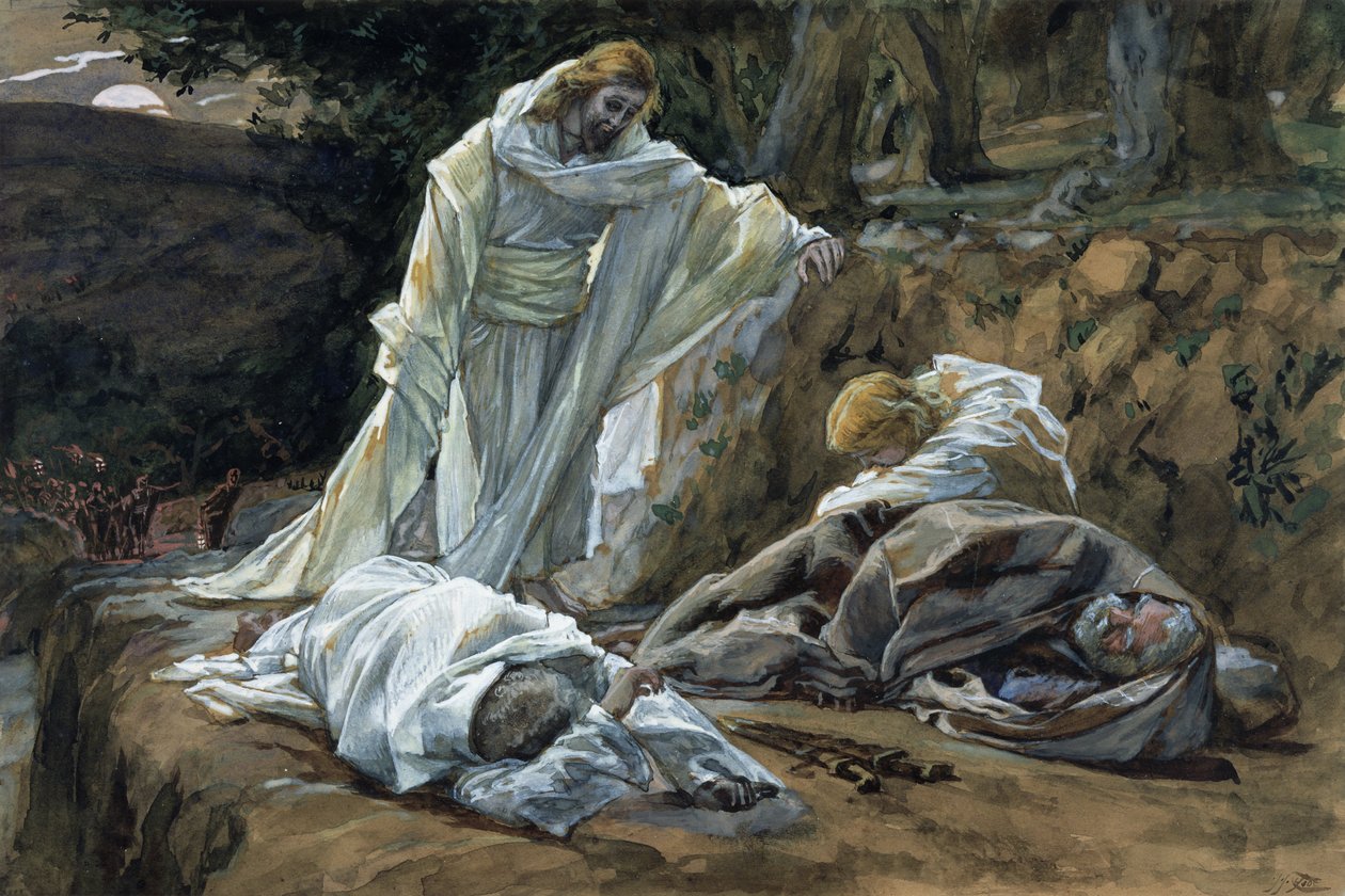 Could Ye Not Watch with Me One Hour?, illustrasjon for The Life of Christ, ca. 1886-94 (wc & gouache på papp) av James Jacques Joseph Tissot