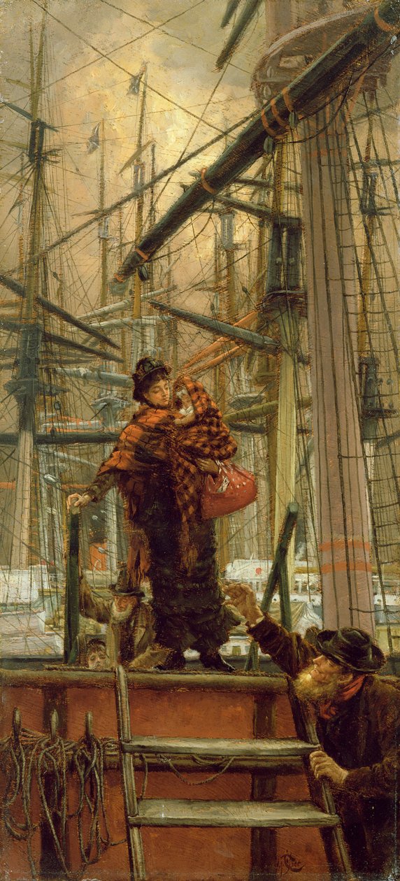 Emigranter, ca. 1879 (olje på papir lagt på panel) av James Jacques Joseph Tissot